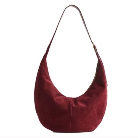 Madewell Essential Curve Shoulder Bag Deep Merlot - Picture 1 of 13